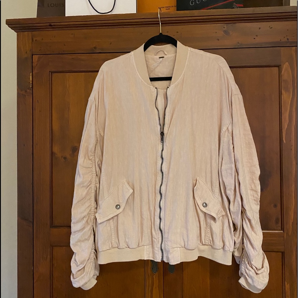 Free-people gathered bomber jacket